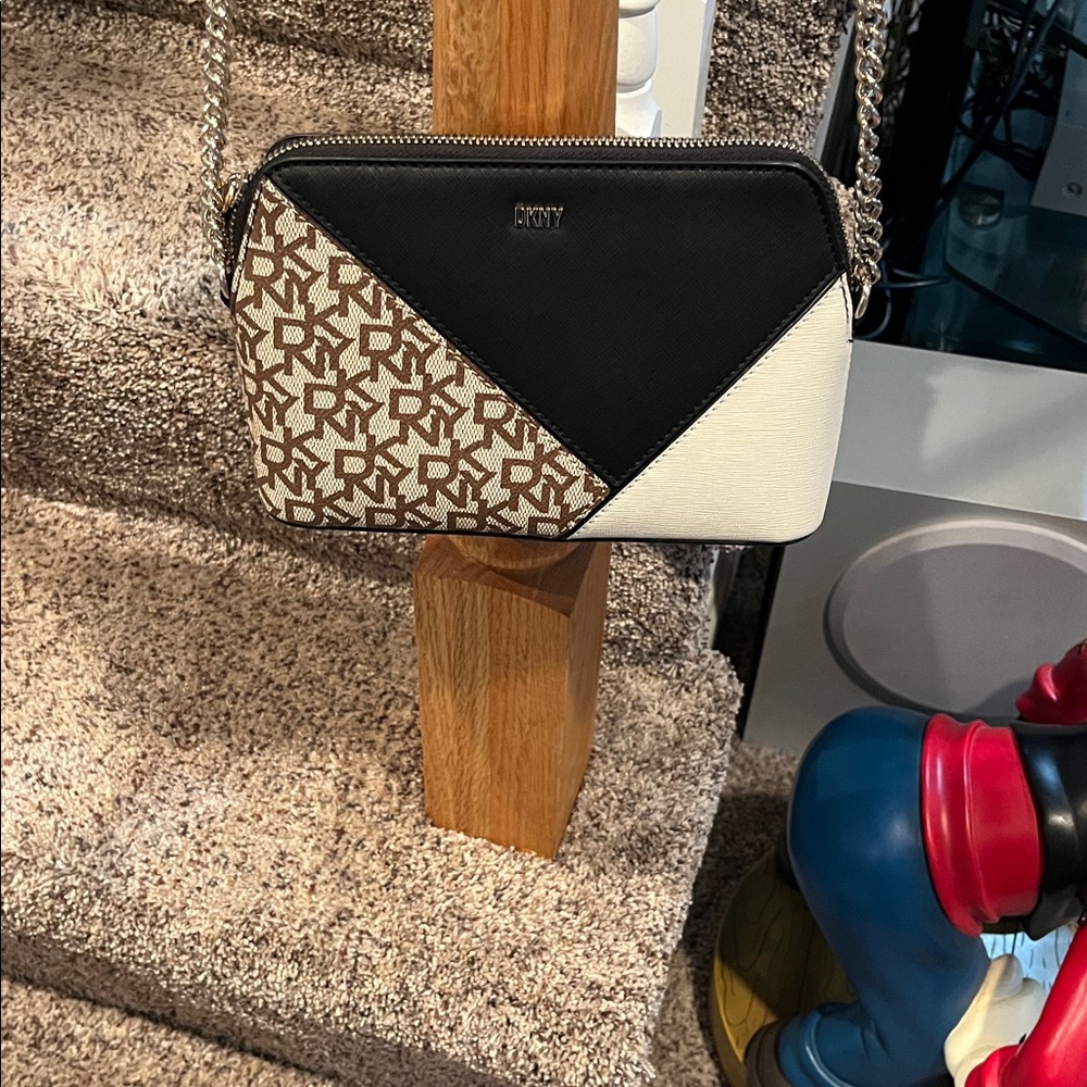 DKNY Black and Cream Crossbody Bag